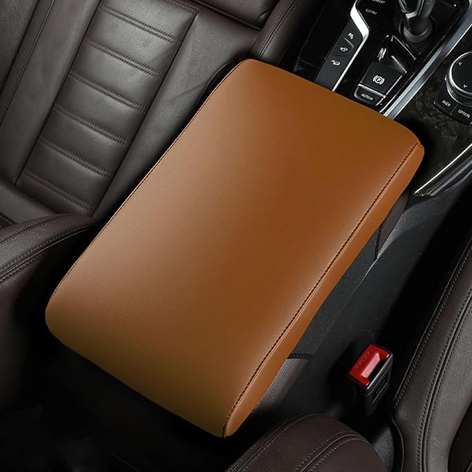 Car Armrest Cover Pad for BMW 3 Series 340i 330d 330i 320i 2000-2025 Premium Leather Center Console Armrest Cushion Pad Anti-Scratch Waterproof Auto Interior Accessories Orange Style