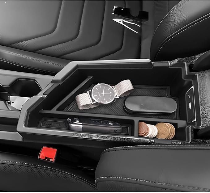 LUWU Center Console Organizer Compatible with 2020-2024 2025 2026 V olkswagen Jetta S/SE/SEL/Sport Accessories Armrest Console Secondary Storage Box Insert Tray ABS Material Black
