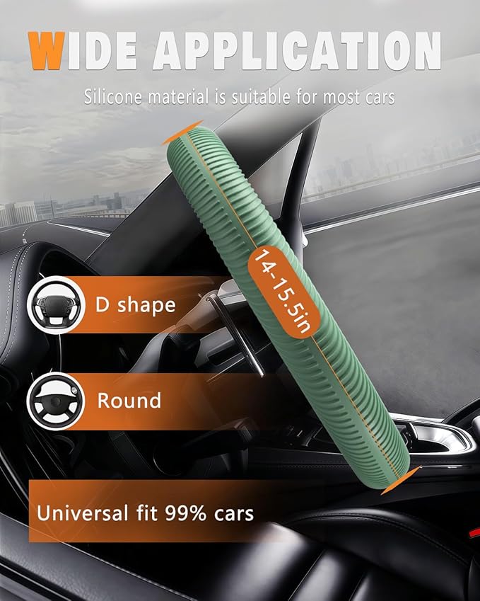WOCOCN Car Steering Wheel Cover, Thin Anti-Skid Silicone Steering Wheel Cover for Men & Women, Universal Automotive Interior Accessories for Most Cars (Light Green)