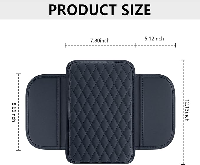 Upgraded Car Center Console Cover,Microfiber Leather Car Armrest Cover Cushion with 2 Storage Bags,Universal Car Armrest Storage Box Interior Accessories for Most Cars (Blue)