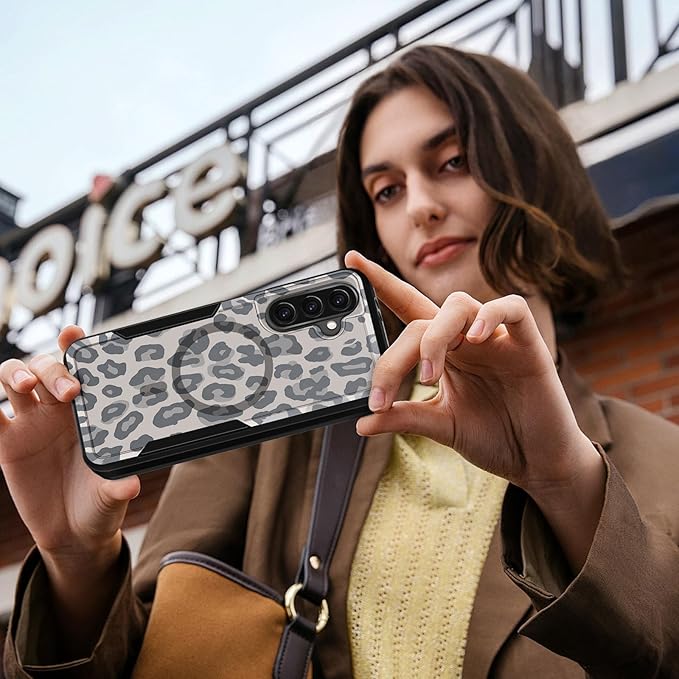 for Samsung Galaxy A36 5G Phone Case - Compatible with MagSafe Women Girls Cute Magnetic Protective Cover Cool Fun Unique Leopard Heavy Duty Shockproof Design for Samsung A36 5G Cases 6.7"