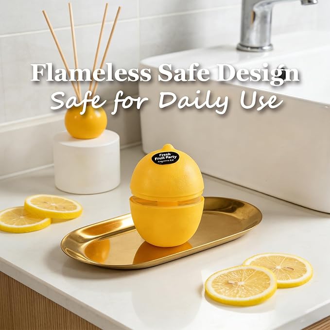 Banami Lemon Shape Air Freshener Gel, Decorative Odor Eliminator for Home, Car, RV, Bathroom, Pet Areas (Lemon)
