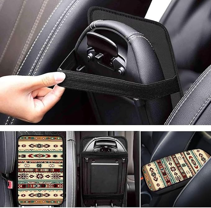 JoyLamoria South Western Aztec Automotive Armrest Pad Protector Soft Comfortable Car Armrest Cover for Cars