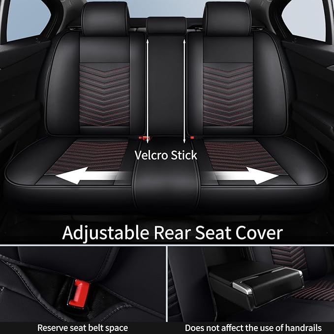 Nappa Leather Car Seat Covers Full Set, Car seat Protector 5 Seats, Waterproof Car Seat Cushion, Universal Automotive Seat Covers Fit for SUV Truck Pick-up Sedan, Front and Rear