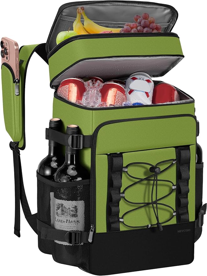 MIYCOO Cooler Backpack - 40 Cans Insulated Backpack Cooler for Men & Women, Portable 2 Leak Proof Compartments Coolers Bag for Beach Travel Picnic Lunch Hiking BBQ Camping