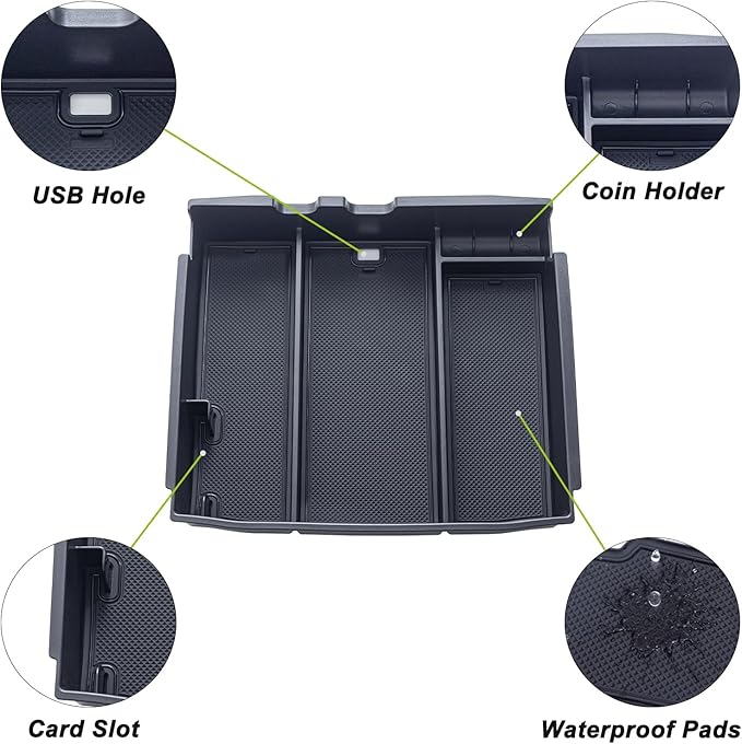 PIMCAR Full Center Console Organizer Tray for 2023-2026 Ford F250 F350 F450 F550 Super Duty, Truck Storage Insert with Non-Slip Pad (Full Console w/Bucket Seats ONLY) Not for Work Surface Console