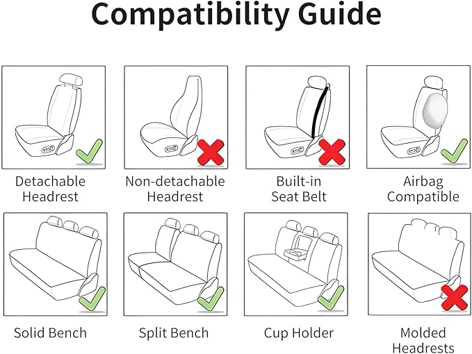Car Seat Covers Front Seats, Luxury Faux Leather Car Seat Covers Waterproof Non-Slip Seat Protector Universal Fit for Most Cars SUVs Trucks Pick-ups, Grey Car Accessories Interior