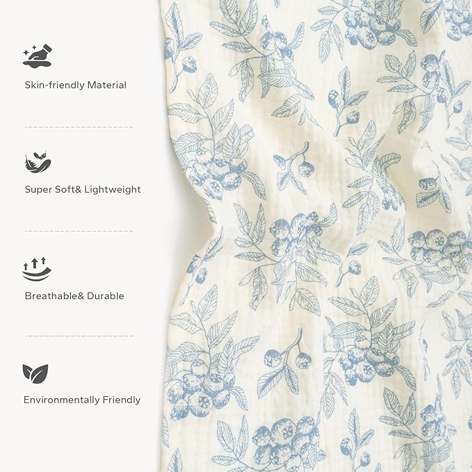 SERAPHY 2-in-1 Muslin Baby Car Seat Cover & Nursing Cover, Soft Lightweight Breastfeeding Cover for Boys and Girls,Breathable Canopy for Infant Carseat & Stroller for Summer—Blueberrie
