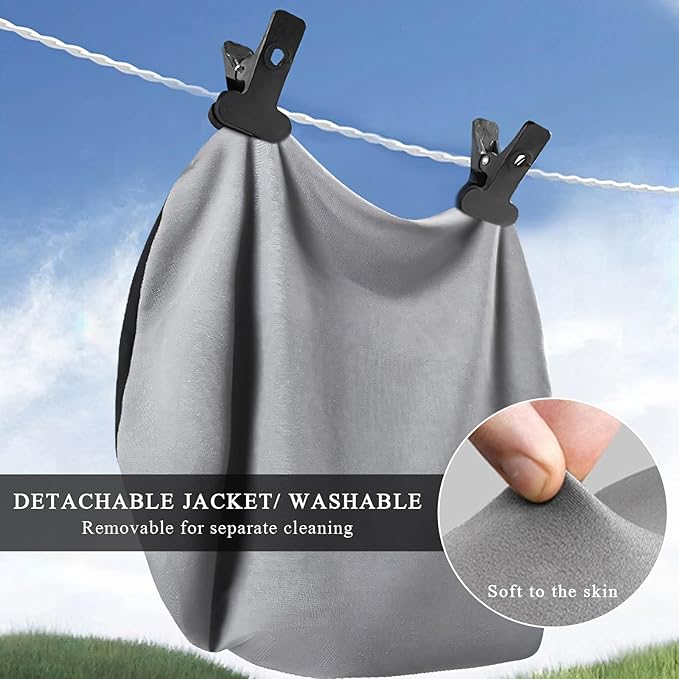 Car Headrest & Lumbar Support Cushion, Ergonomic Memory Foam Car Neck Back Support w/Removable Cover, Universal Breathable Lumbar Cushion Headrest Pillow with Adjusatble Strap (Black)