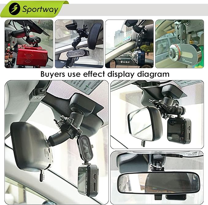 Sportway S80 Dash Cam mount, Dash Cam Mirror Mount Holder with 16pcs Joints for Rove APEMAN CHORTAU Roav Nexar iiwey YI Z-Edge Old Shark KDLINKS Crosstour VANTRUE GoPro... 99% Car Dash Cameras DVR GPS
