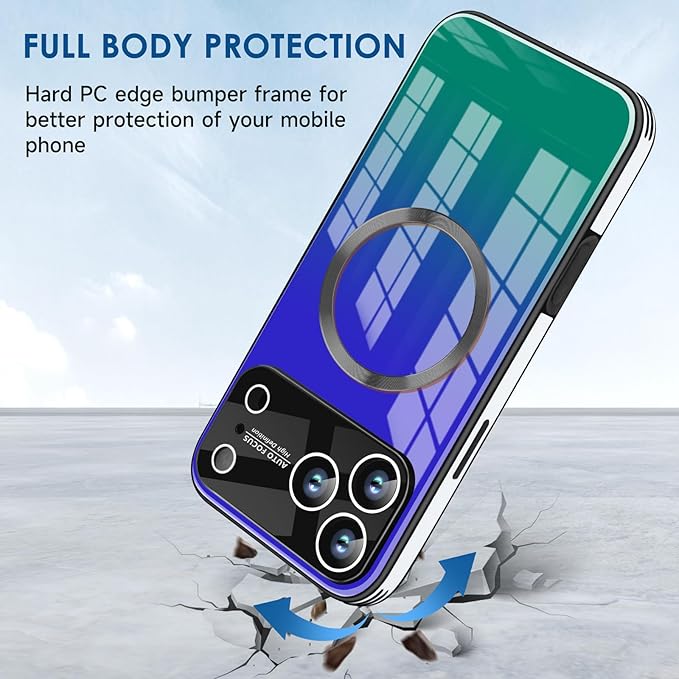 Guppy Compatible with iPhone 17 Pro Magnetic Case, with Full Camera Lens Protector [Compatible with MagSafe] Scratch Resistant Gradient Glass Back Cover Phone Case-Purple