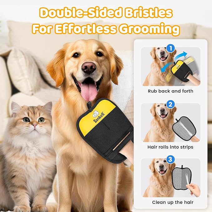 Pet Hair Removal Glove for Dogs & Cats, Newly Upgraded Reusable Electrostatic Pet Hair Remover Glove, Pet Hair Remover Mitt Tool for Couch, Furniture, Bed, Clothing, Carpet, Car Seat