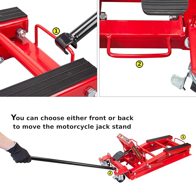 BIG RED Hydraulic Motorcycle Lift Jack with 1500LBS Load Capacity, Powersports Lift Table Operated ATV Dirt Bike Scissor Jack Stand, Fit for Motorcycle UTV Snowmobile, Red, T64017