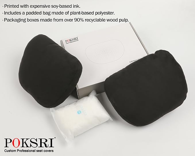 2pcs Car Neck Pillow for headrests,Support Drive Seats Head Cushion Pillows,Superfiber Suede,Plant-Based Polyester,Thickness & Height Adjustable,11.8x7.5,Inner Liner fillable (Black Color)