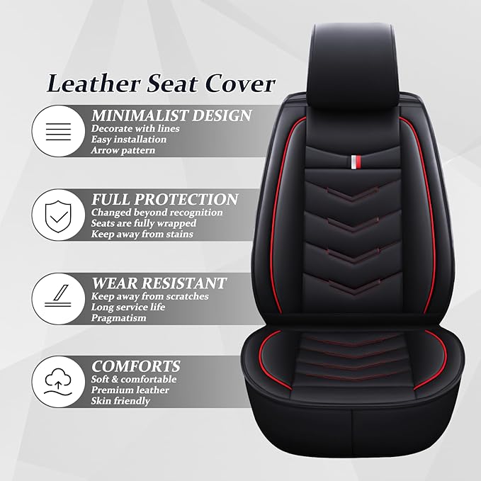 Car Seat Cover 7 Seats for Ford Explorer 2000-2025, Waterproof Durable Compatible Airbag, Premium Leather Seat Protector(7 Seats Luxury,Black Red)