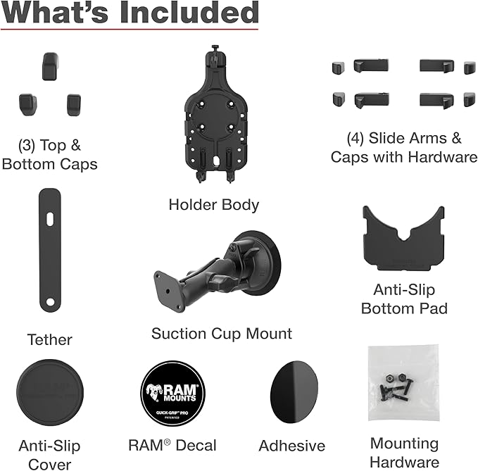 RAM MOUNTS Quick-Grip Pro Phone Mount with Twist-Lock Suction Cup and Medium Arm for Vehicle Windshields RAM-B-166-PD5U