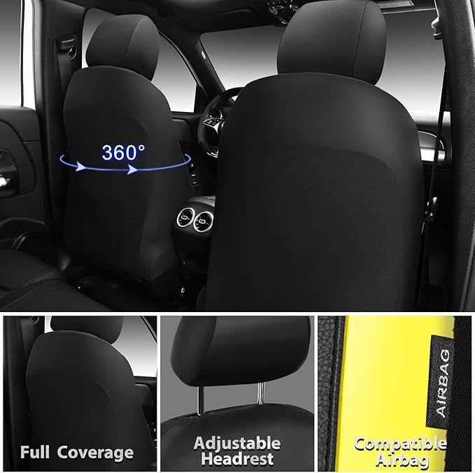CAR PASS Memory 3D Foam Car Seat Covers Full Set, Breathable Mesh Thick Seat Covers for Car, Yellow Leather Seat Covers, Universal Automotive Comfort for SUVs Trucks,Airbag Compatible, Black Yellow