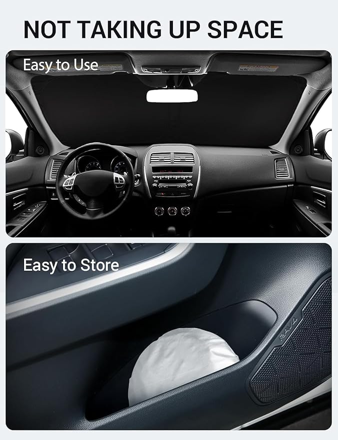 Proadsy 2026 Upgrade Windshield Sun Shade Custom Fit Mitsubishi Outlander Sport 2011-2025 2026 4-Layer Foldable Front Sunshade Protector Sun Visor Blocks UV Rays Keep Car Cooler