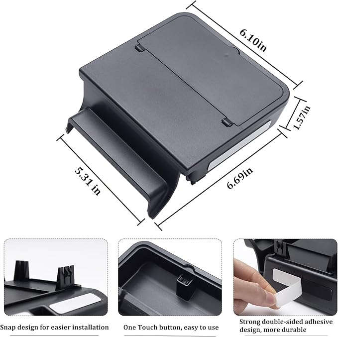 Center Console Hidden Organizer Box Compatible with Jeep Wrangler JL/JLU 4XE and Jeep Gladiator JT 2018-2024 2025 2026 Accessories Armrest Secret Compartment One-Touch Hidden Storage（Patent Design）