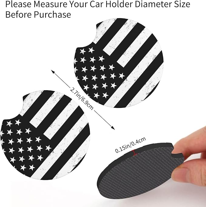 Black American Flag Vintage Steering Wheel Cover American Flag Steering Wheel Cover Anti-Slip Breathable Universal for 15 Inch Car Wheel Cover with 2 Pieces Car Coasters Suitable for Men Women