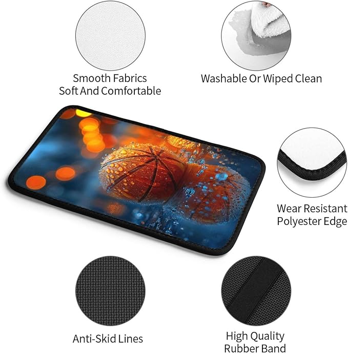 Universal Car Center Console Cushion Pad, Basketball in The Rain Soft Waterproof Car Center Console Cover Auto Armrest Seat Box Cover Protector for Most Vehicle SUV Truck Car