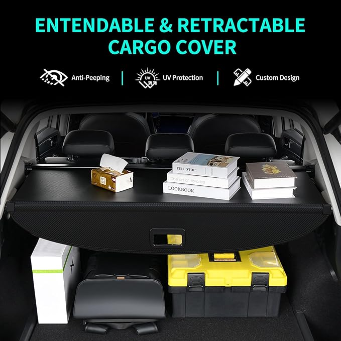 Tecoom Cargo Cover fit for Chevy Equinox Accessories 2018-2025, Retractable Rear Trunk Cover Luggage Security Shade, Anti-Peeping Privacy Screen Protector, Carbon Fiber Texture