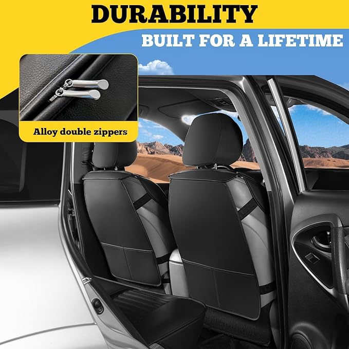 LINGVIDO Front Car Seat Covers, Faux Nappa Leather, Airbag Compatible and Waterproof Protectors for Sedans SUVs, Breathable Anti-Slip Interior for Commuters and Rideshare, Black