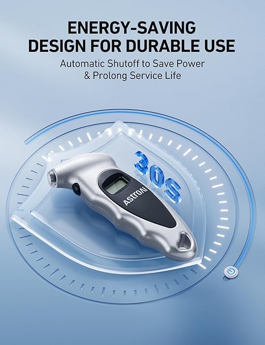 AstroAI Digital Tire Pressure Gauge 0-150PSI Calibrated to ANSI B40.7 +/-1PSI, Accurate in 0.1 Increments, Tire Repair Tools 4 Pressure Measurements for Car Truck with Backlight LCD, Silver