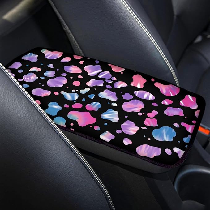 Coldinair Tie Dye Cow Print Car Center Console Pad Soft Armrest Protector Cover Universal Fit for Most Cars,SUV,Truck,Washable