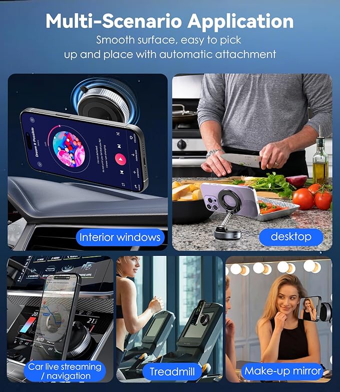 CloudValley Magnetic Car Phone Mount, [Compatible with MagSafe] 360° Adjustable Foldable Holder for Dashboard, 80LBS Suction & 2800gf Magnet, Car Accessories for iPhone 17/16 Pro Max 15 14, Black