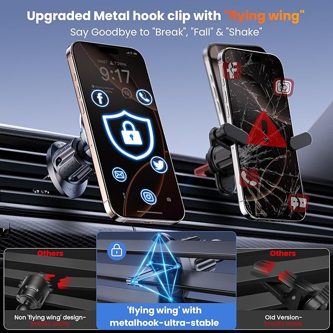 for MagSafe Car Mount Magnetic Phone Holder for Car [2026 Upgraded 22X Magnets & Double-Hooks] Phone Holders for Your Car Stand for Dashboard Vent GPS for iPhone 17/16/15/14/13 Android etc