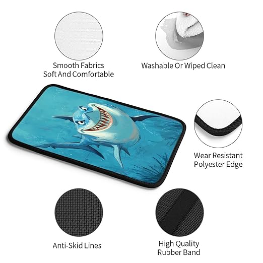 Shark Blue Cartoon Car Auto Armrest Cushion Cover Accessories Center Console Seat Box Pad Protector Universal Decoration for Most Vehicle SUV Truck