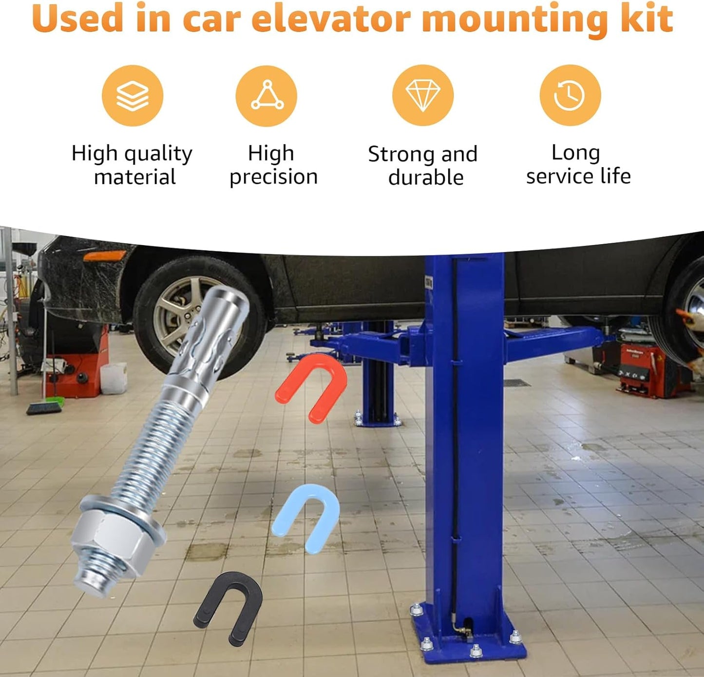 Lift Install Kit, Car Lift Installation Install Kit,(16Pcs 3/4" x 5.5" Wedge Anchor Bolts)