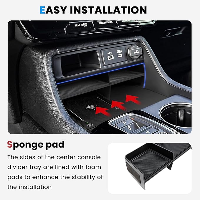 4PCS Center Console Organizer Compatible with 2023-2026 Honda Pilot/2026 Honda Passport Armrest Storage Box Divider Storage Tray & Insert Hidden Storage Box Interior Accessories