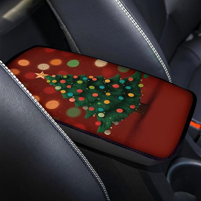 Christmas Tree Car Center Console Cover Armrest Pad Cover Universal Car Arm Rest Seat Storage Box Mat Non Slip Interior Accessories