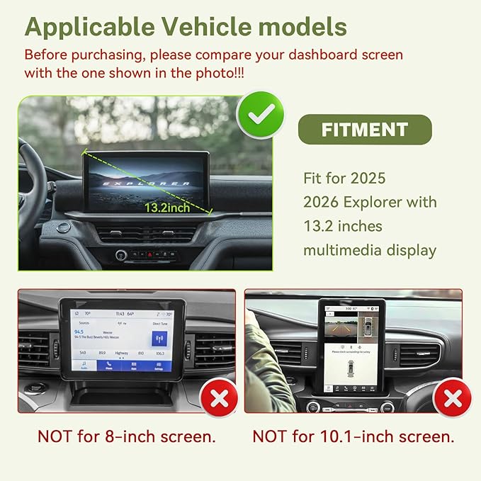 HGWEI Dash Storage Tray Compatible with 2025 2026 Ford Explorer (Active/T-Line/ST/Platinum/Tremor) Interior Accessories Behind 13.2" Screen Center Console Dashboard Organizer Insert Mount Holder