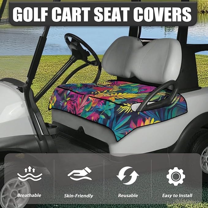 Biyejit Golf Cart Seat Covers with 4 Pockets Golf Cart Seat Towel Blanket Fits 2-Seat Golf Carts, Golf Cart Accessories