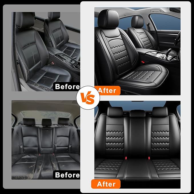 CX-70 Car Seat Covers Custom Fit for Mazda CX-70 2025-2026, Full Coverage Premium Leather Waterproof Breathable Seat Covers, Automotive Seat Protectors, Airbag Compatible(Full Set Seats, Black)