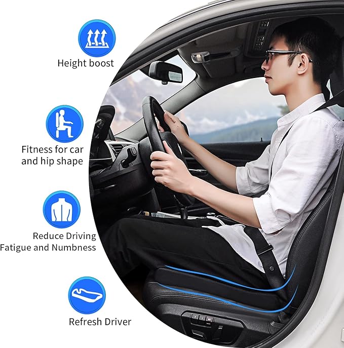 Car Seat Cushion for Car and Truck Driver Seat Office Chair Wheelchairs Coccyx Support Sciatica, Lower Back Pain Relief Memory Foam Car Seat Pad