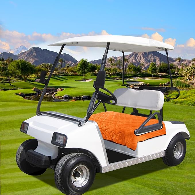 YOKYHOM Golf Cart Seat Covers, Golf Cart Seat Towel Blanket, Short Plush Surface, Soft and Comfortable, Suits EZGO, Yamaha, Club Car and Other 2-Seat Golf Carts, 51"x 30.5", Orange