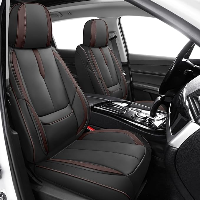 Fit for 98% of Mercedes Benz Car Seat Covers, Premium Nappa Leather Seat Cover, Fully Wrapped Protect Modern Style Seat Cover (2-Seat Standard, Black & Coffee)