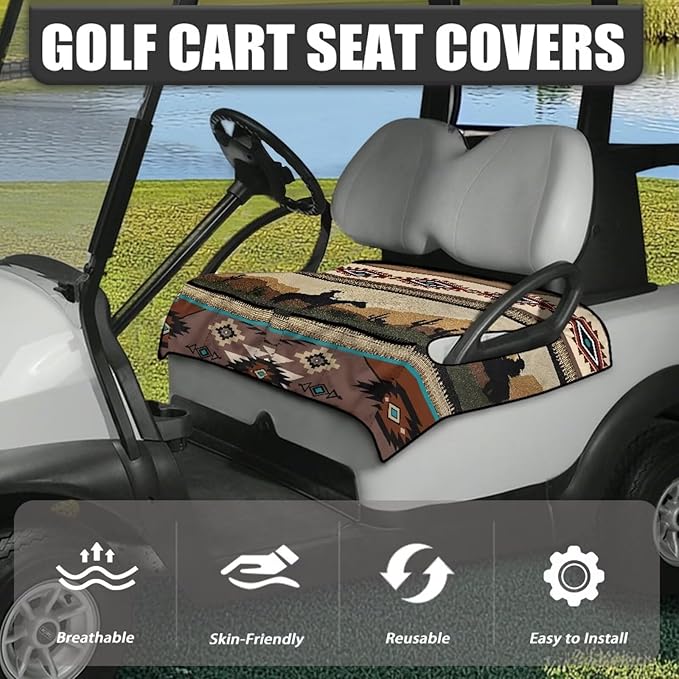 Biyejit Golf Cart Seat Covers with 4 Pockets Golf Cart Seat Towel Blanket Fits 2-Seat Golf Carts, Golf Cart Accessories