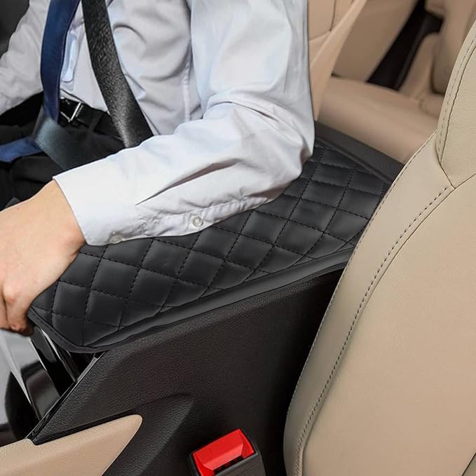 INTGET Center Console Cover for 2026 Jeep Grand Cherokee Accessories 2022 2023 2024 2025/Grand Cherokee L 2021-2026 Car Armrest Arm Rest Box Lid Pad Dog Seat Cover Protector(Black with Cushion)