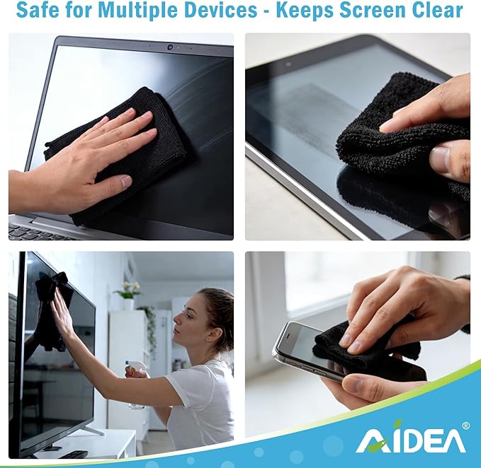 AIDEA Microfiber Cleaning Cloth Black 50PK, Microfiber Towels for Cars, Premium Car Cloths, Dusting Cloth Lint Free Cleaning Rags for SUVs, House, Kitchen, Window, Workshops,11.5×11.5"