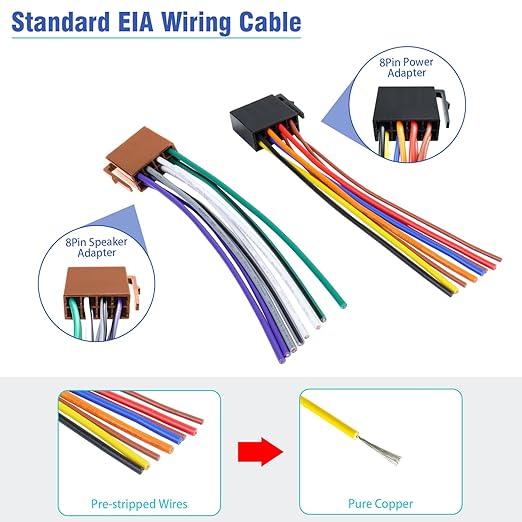 Car Radio Stereo Wiring Harness Adapter,16Pin ISO Radio Wire Harness with Butt Connector Replacement Cable for Aftermarket Car CD DVD Head Unit Player