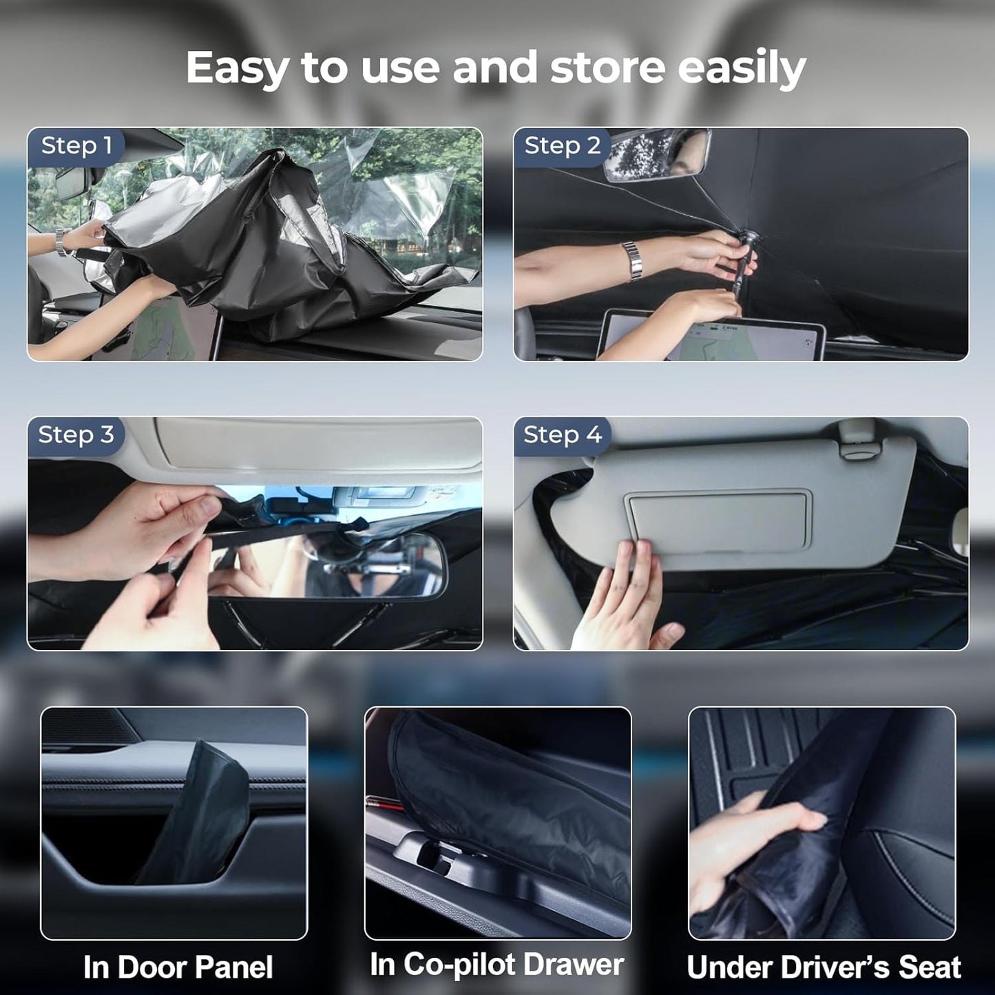 Windshield Sun Shade Umbrella: Custom Fit for 2018-2024 Nissan Kicks S/SV/SR (P15D) - Double Thickened Foldable Sunshade, Superior UV & Heat Protection, Keeps Subcompact Crossover SUV Cool