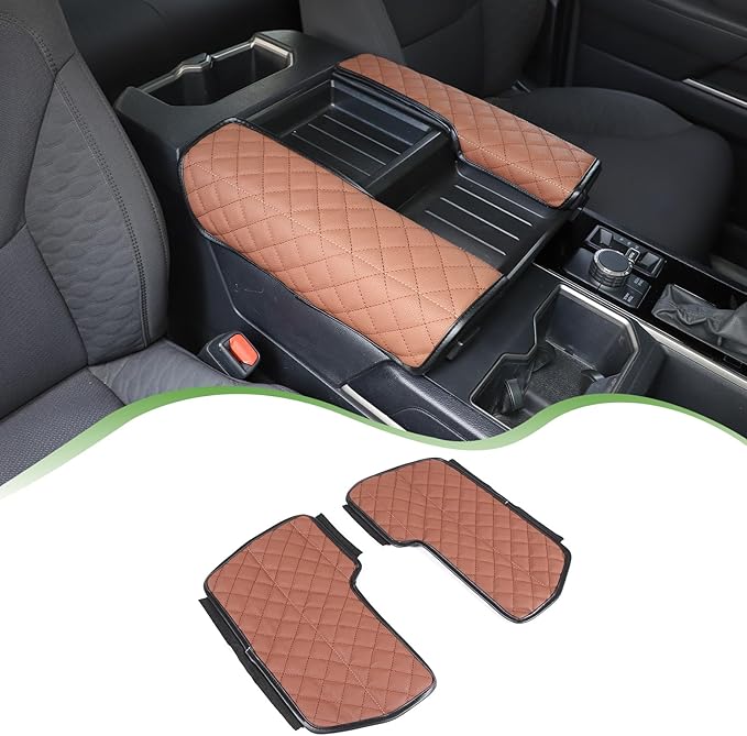 Center Console Armrest Cover Protector Pad Compatible with Toyota Tundra Sequoia 2022-2025 Leather Car Console Armrest Seat Cushion Waterproof Armrest Cushion Lid Interior Accessories (Style C)