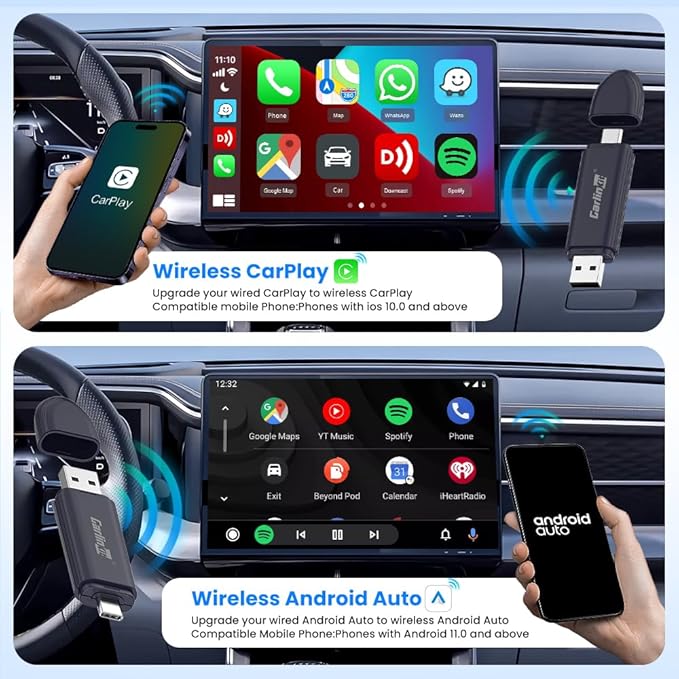 Carlinkit Mini SE Pro Wireless CarPlay Adapter, Wired to Wireless Converter for OEM Factory Wired CarPlay/Android Auto Cars, 5GHz WiFi Fast Connect with USB C/A Dual Port