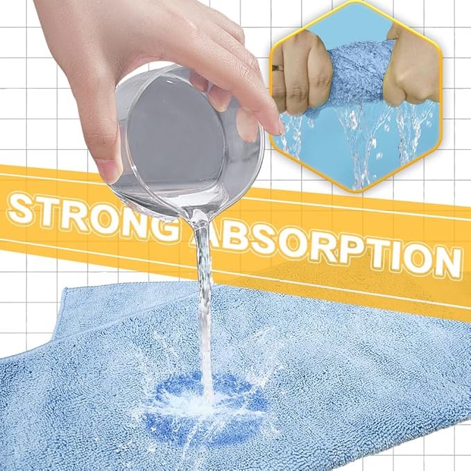 Microfiber Rags Car Interior & Exterior，Car Towels Highly Absorbent，Lint Free and Reusable，Cleaning Rags for House,Kitchen,Bathroom,Office，16"x16"|Blue 6-Pack