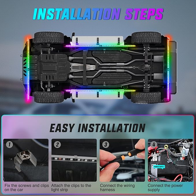 Nilight 8Pcs Aluminum Underglow Neon Accent Strip Lights 396 LEDs Dream Color Door Assist Multi Modes Sound Active Function Music with APP, Remote Control Underbody Light for Car Truck RV
